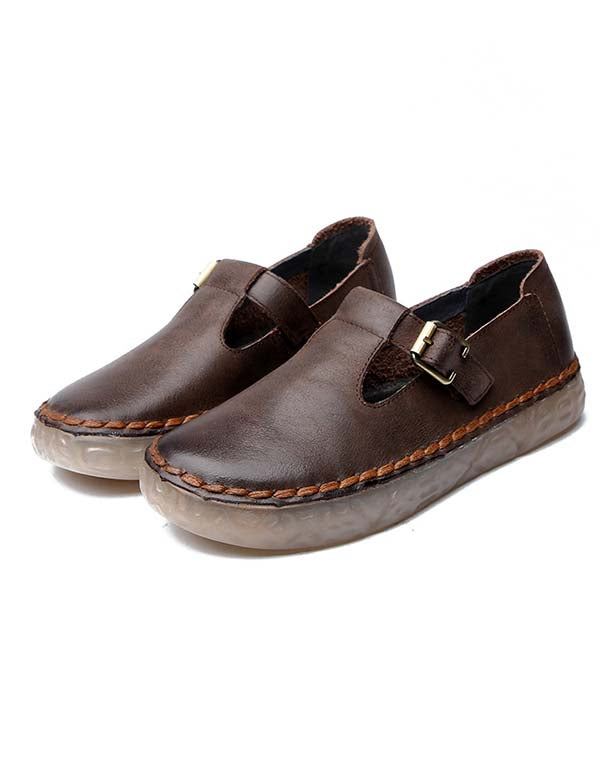 Handgjord Mångsidig Casual Leather Retro Flat Spring