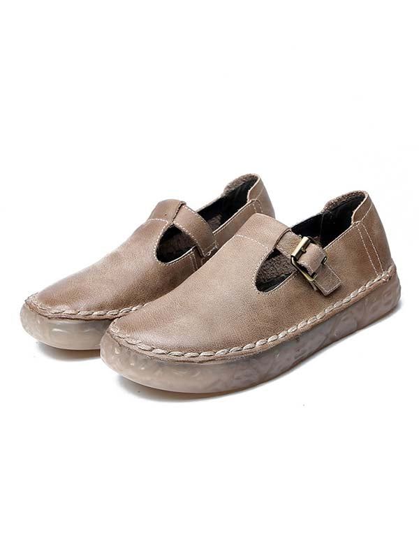 Handgjord Mångsidig Casual Leather Retro Flat Spring