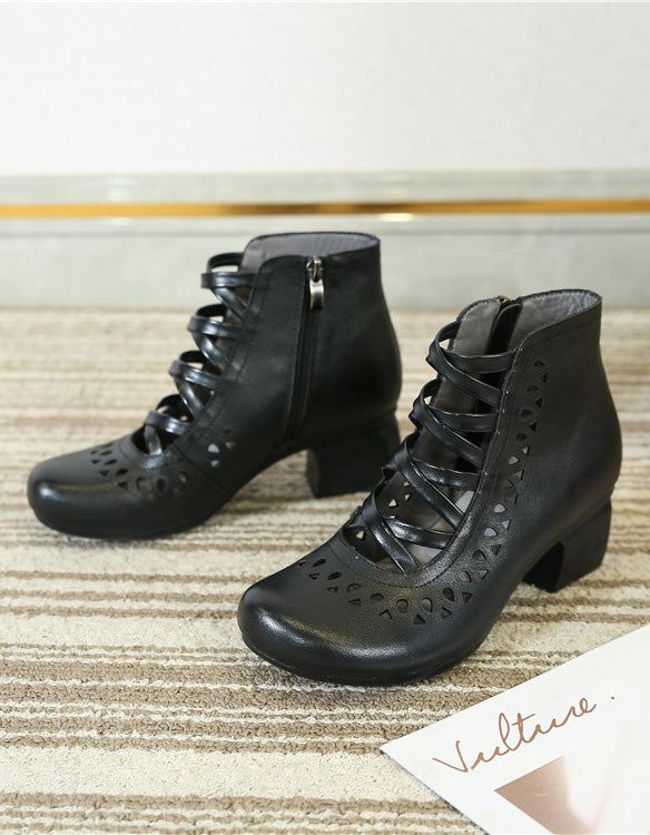 Handgjorda Retro Hollow Summer Chunky Boots