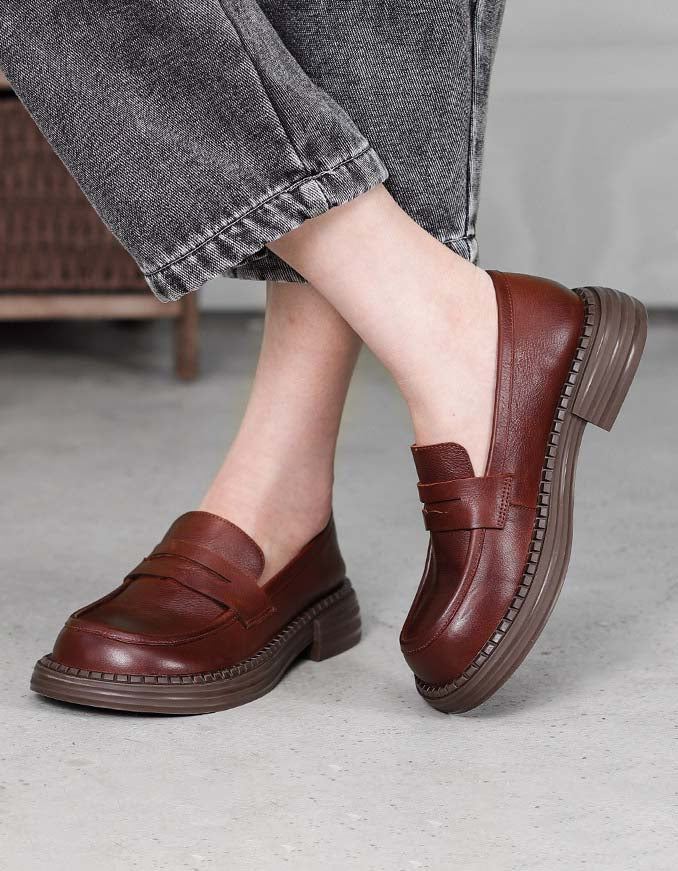 Handgjorda Retro Leather Soft Sole Loafers