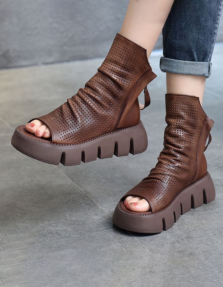 Handgjorda Retro Platform Fish-toe Sandals Boots