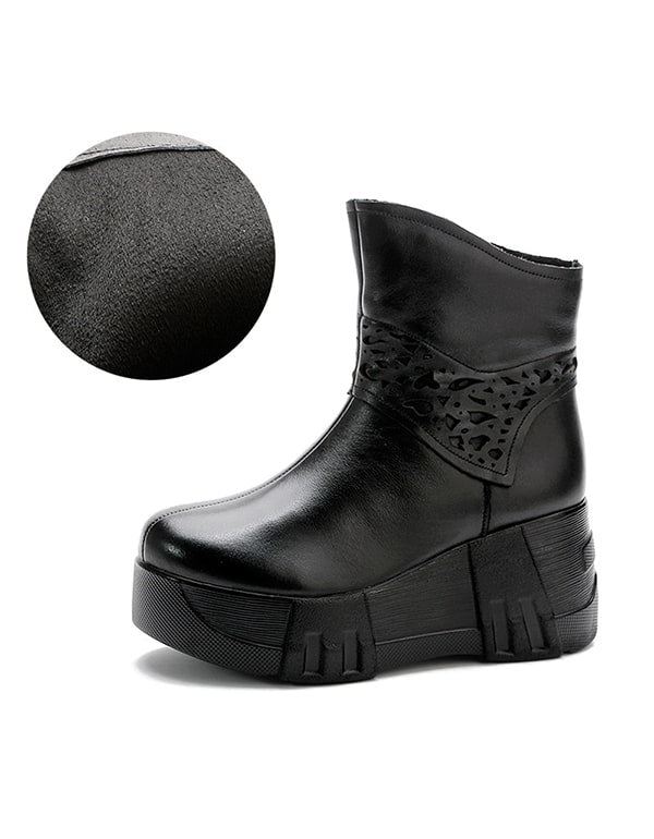 Handgjorda Snidade Mid-tube Retro Wedge Booties