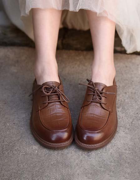 Handgjorda Vintage Comfy Loafers Med Snörning