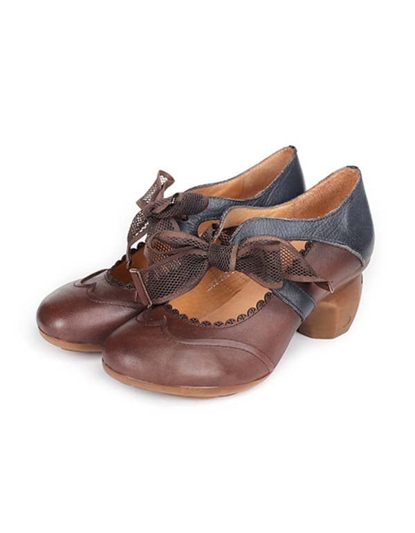 Handgjorda Vintage Elegant Balett Chunky Heels