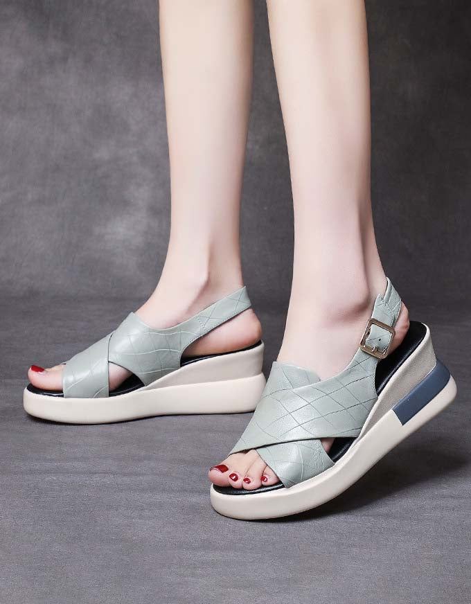 Sommar Front Cross Strap Wedge Sandaler Slingback