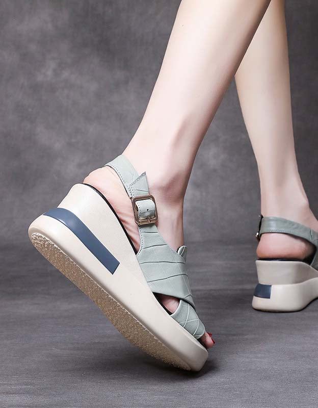 Sommar Front Cross Strap Wedge Sandaler Slingback