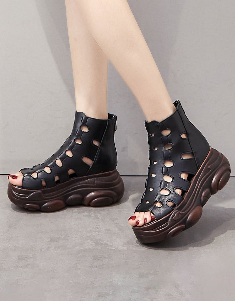 Summer Fish Toe Hollow Wedge Sandals Boots