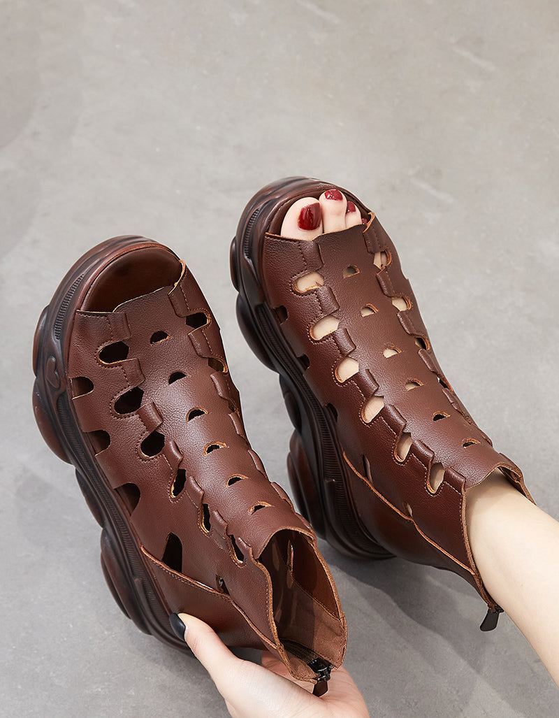 Summer Fish Toe Hollow Wedge Sandals Boots