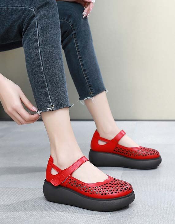 Summer Large Size Hollow Retro Wedge Sandaler