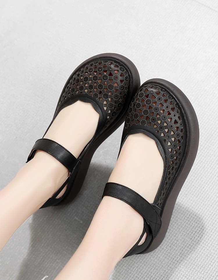 Summer Large Size Hollow Retro Wedge Sandaler