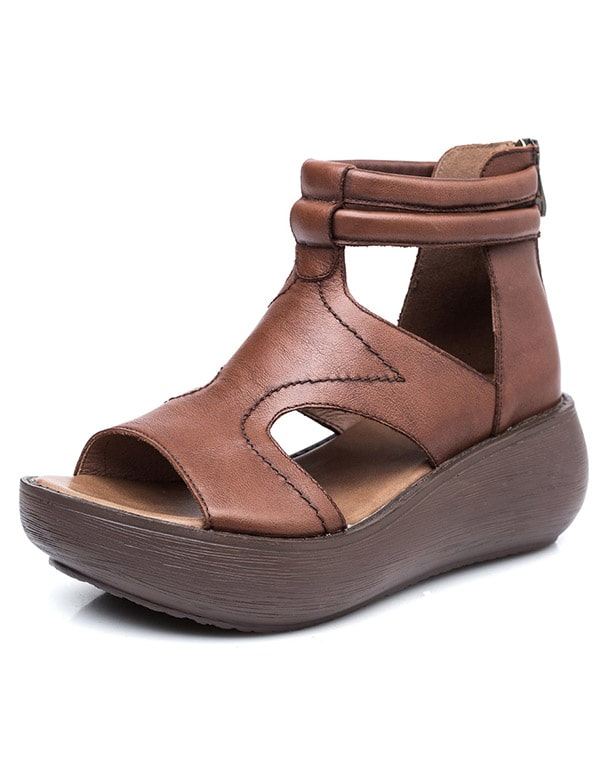 2022 Retro Leather Summer Wedge Sandaler