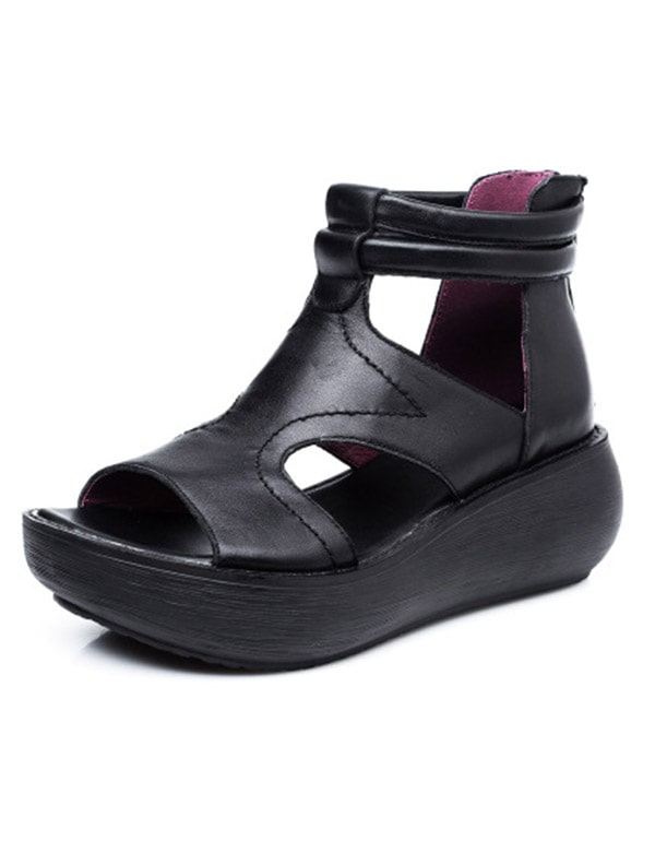 2022 Retro Leather Summer Wedge Sandaler