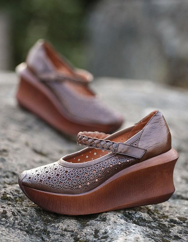 Carved Hollow Vintage Elegant Wedge Sandaler