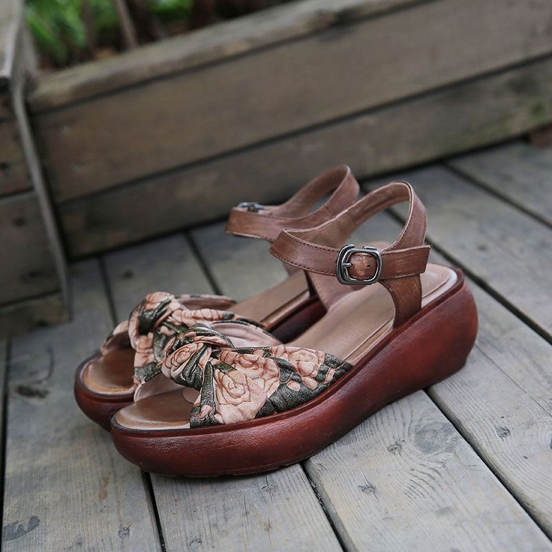 Damer Retro Läder Sommar Platform Sandaler