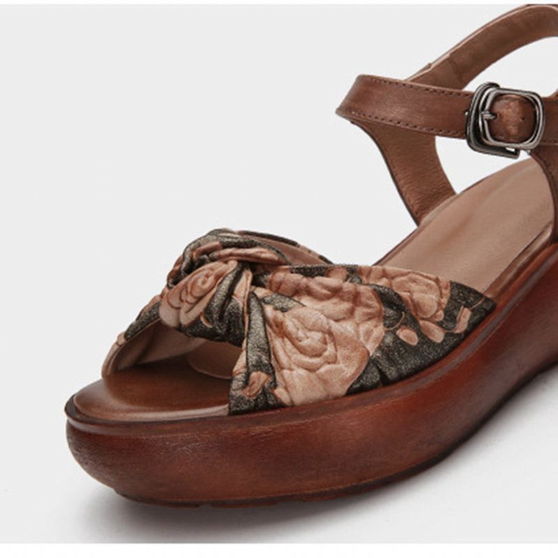 Damer Retro Läder Sommar Platform Sandaler