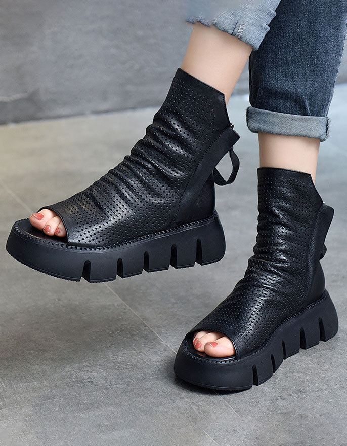 Handgjorda Retro Platform Fish-toe Sandals Boots