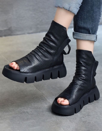 Handgjorda Retro Platform Fish-toe Sandals Boots