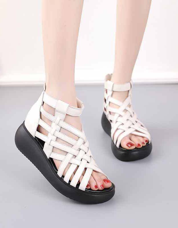 Handgjorda Retro Wedge Straps Sandaler Sommar