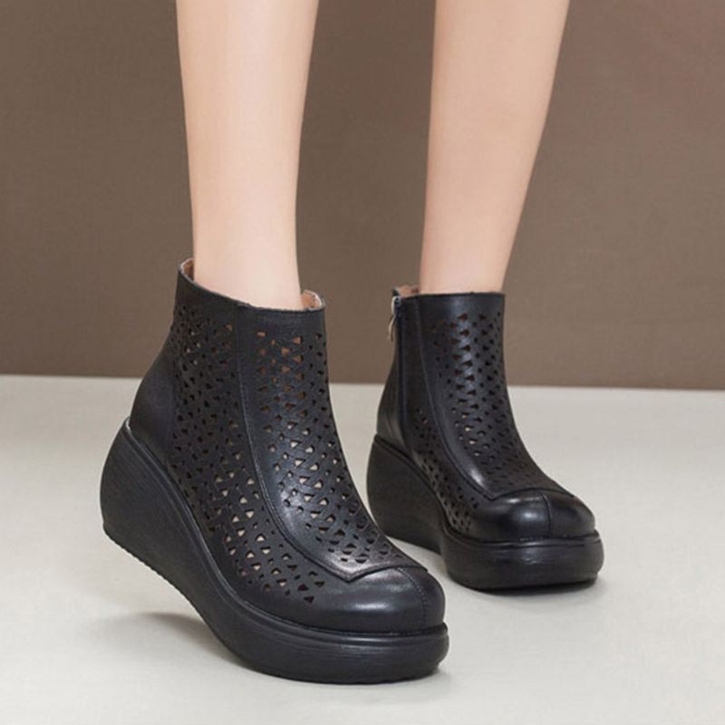 Hollow Retro Handgjorda Spring Wedge Boots