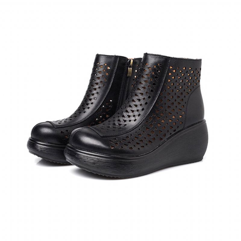 Hollow Retro Handgjorda Spring Wedge Boots