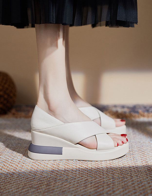 Summer Cross Strap Open Toe Wedge Sandaler