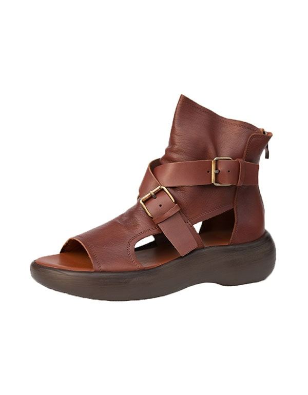 Summer Cut-out Ankel Retro Platform Sandaler