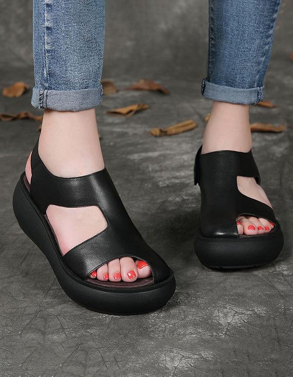 Summer Cut-out Sling Back Platform Sandaler