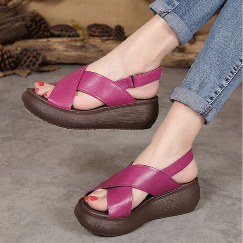 Summer Fish-toe Cross Strap Wedge Sandaler