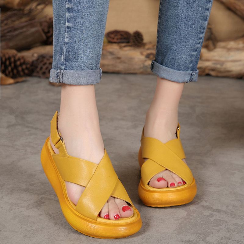 Summer Fish-toe Cross Strap Wedge Sandaler