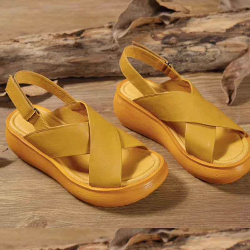 Summer Fish-toe Cross Strap Wedge Sandaler