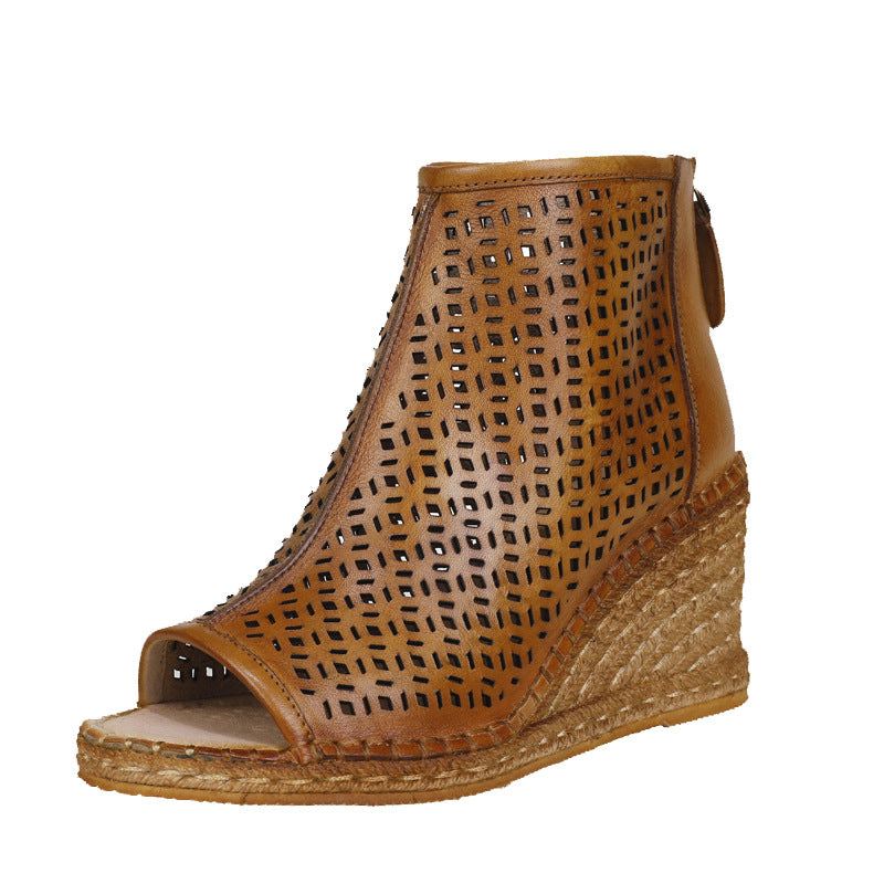 Summer Fish Toe Hollow Wedge Sandaler