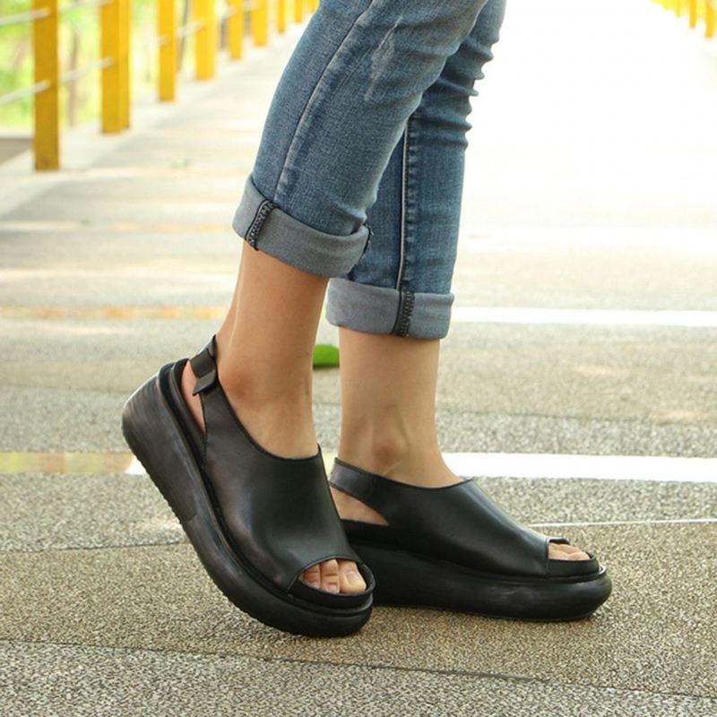 Summer Fish Toe Retro Wedge Sandals Slingback