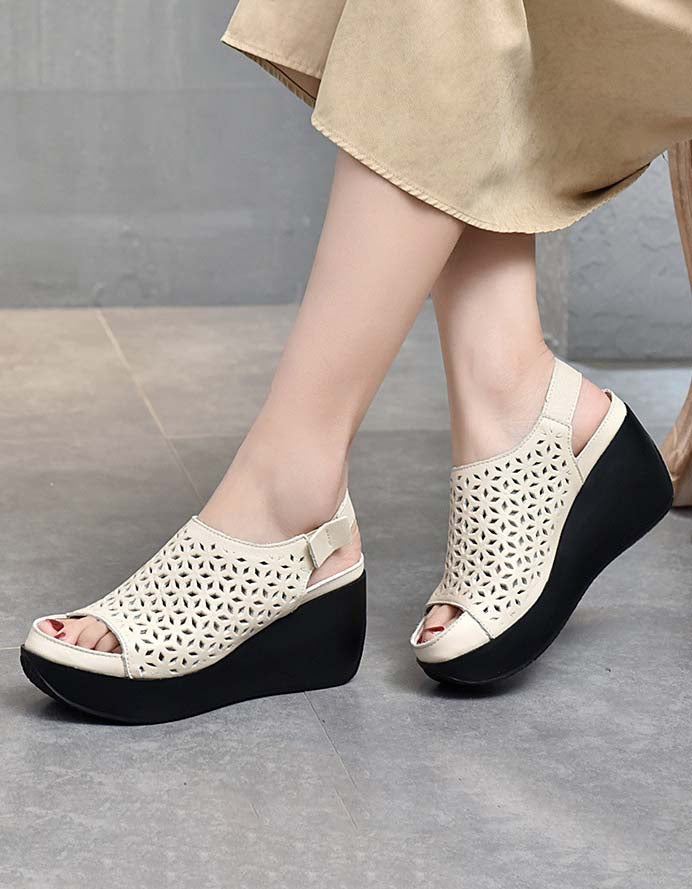 Summer Hollow Retro Slingback Wedges Sandaler