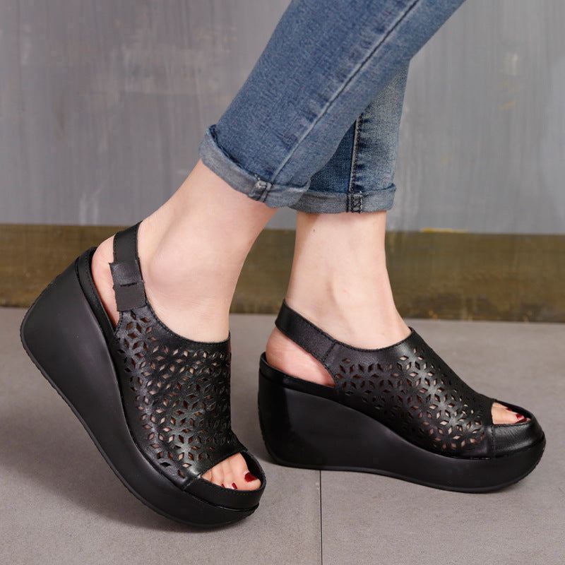 Summer Hollow Retro Slingback Wedges Sandaler