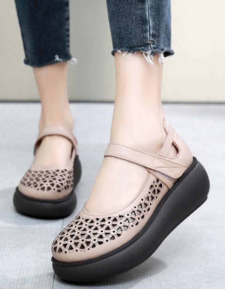 Summer Large Size Hollow Retro Wedge Sandaler