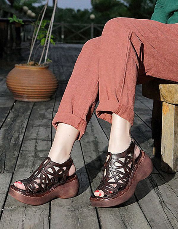 Summer Leather Fish Toe Vocation Sandaler