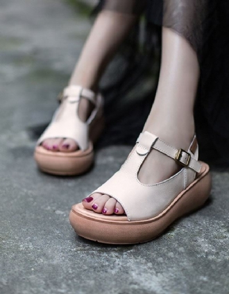 Summer Leather Open Toe Fashion Wedge Sandaler