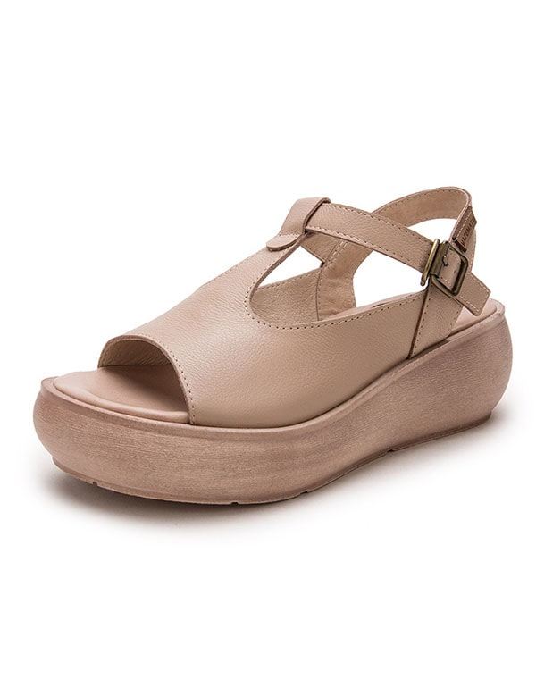 Summer Leather Open Toe Fashion Wedge Sandaler