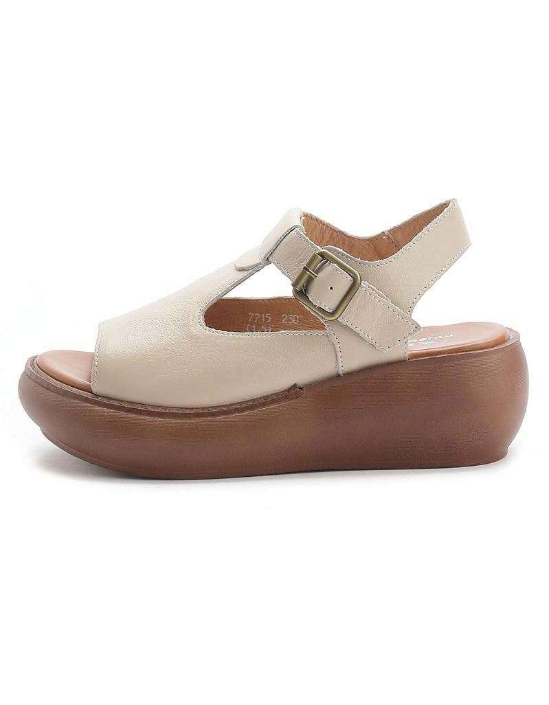 Summer Leather Open Toe Wedge Sandaler