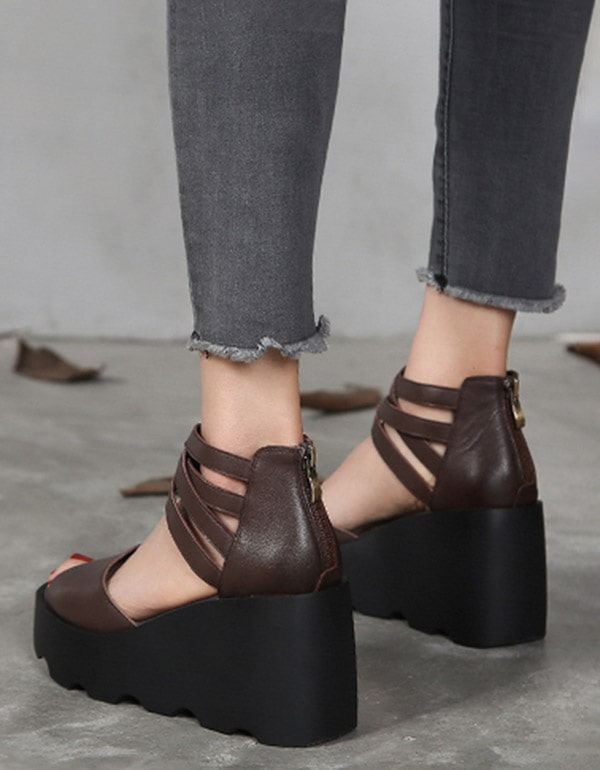 Summer Open Toe Cross Strap Wedge Sandaler