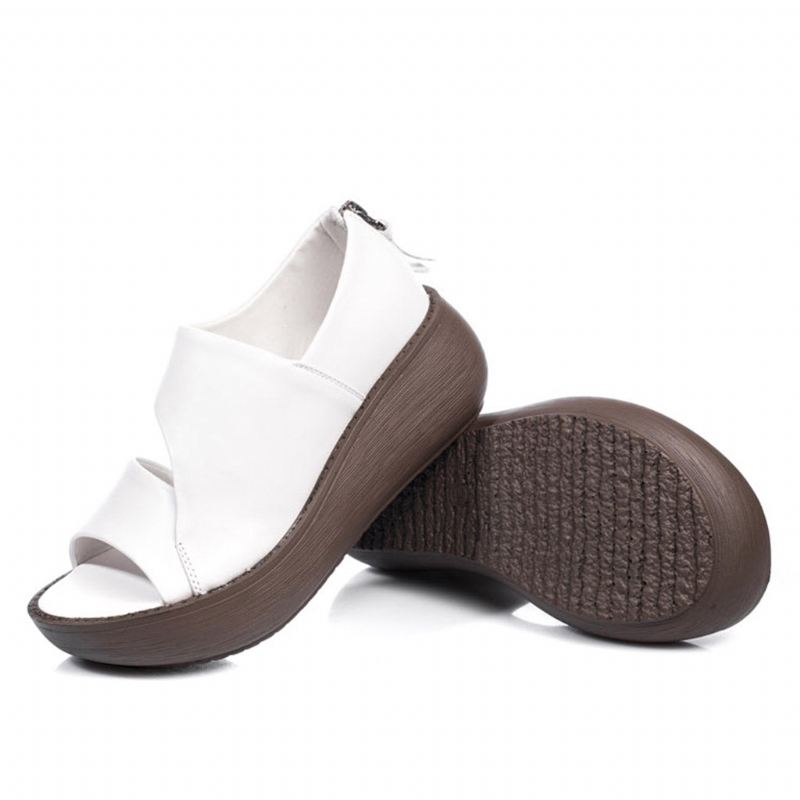 Summer Retro Läder Holiday Wedge Sandaler