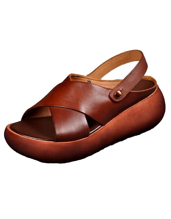 Summer Retro Leather Platform Beach Sandaler