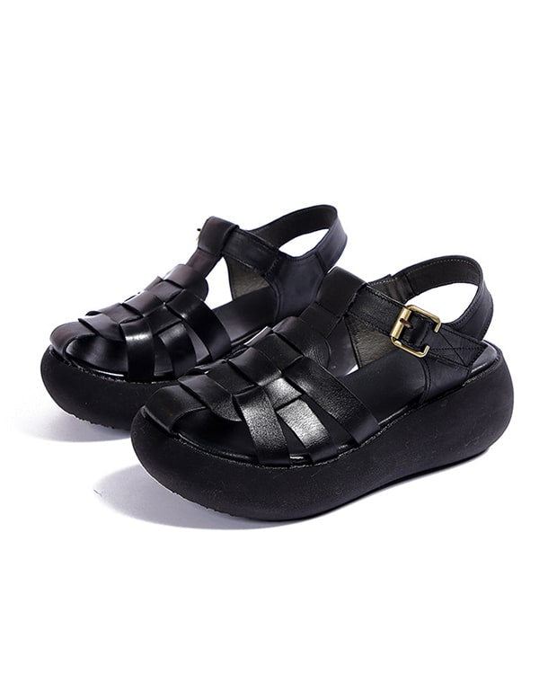 Summer Woven Retro Wedge Sandals Slingback