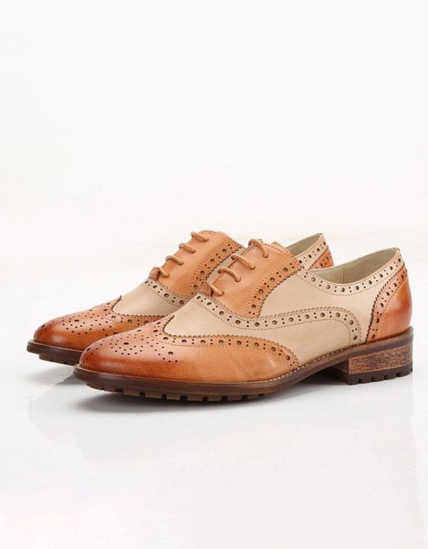 Brittisk Stil Dam Brock Oxford Skor