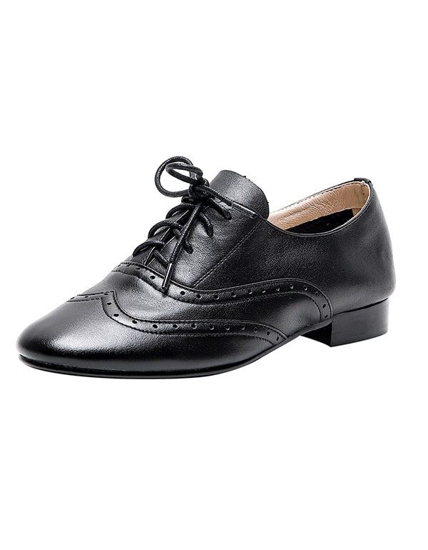 Brogue Snidad Svart Läder Oxford Oxford