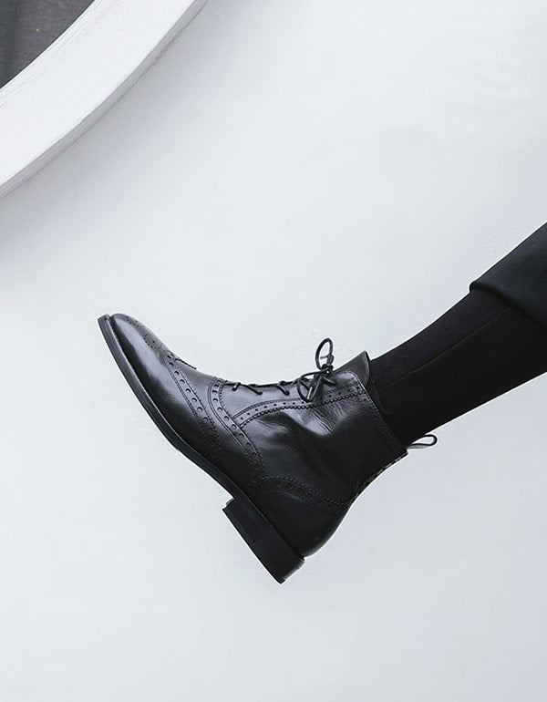 Vintage Brittisk Stil Med Snörning Brock Oxford Boots