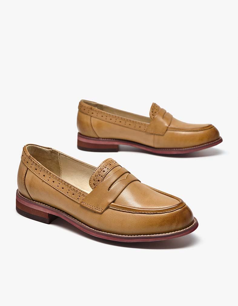 Vintage Oxfords Loafers I Brittisk Stil För Kvinnor