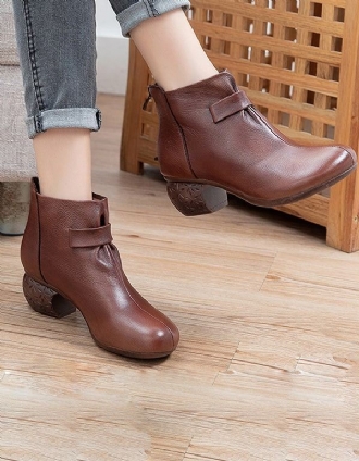 Autumn Comfy Vintage Läder Chunky Boots