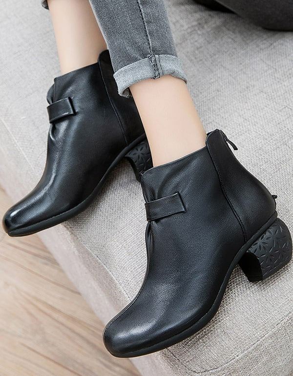 Autumn Comfy Vintage Läder Chunky Boots