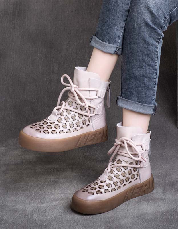 Back Zip Retro Hollow Spring Ankel Boots